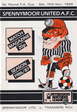 Spennymoor United v Tranmere Rovers Match Programme 1986-11-15